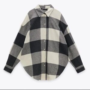Zara Black and White Plaid Button Down Shirt